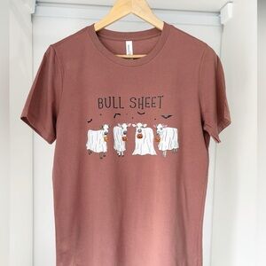 NWOT Womens Brown Bullsheet Halloween Cows Graphic Tee Ghost Cows Various Sizes